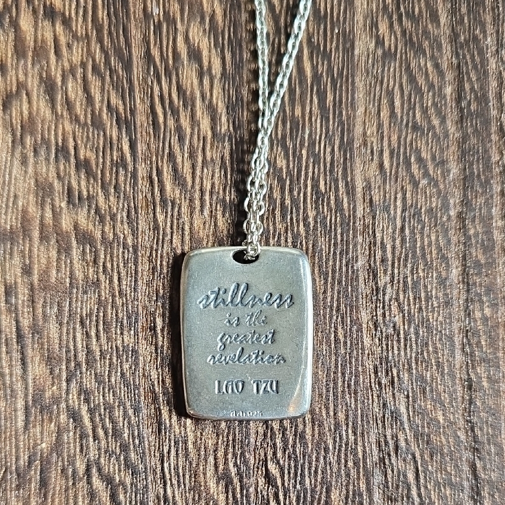 Sterling Silver Rectangular Pendant Necklace With… - image 4